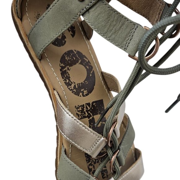 SOREL Womens Ella Lace Up High Top Leather Gladiator Sandals, Rose/Sage, Size 9 - Picture 9 of 9